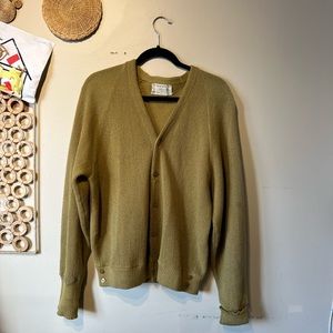 Shelby vintage wool/ paca lime green cardigan.